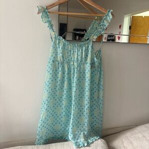 Vintage Blue Polka Dot Ruffle Sleepdress - Women's Intimates | Size M